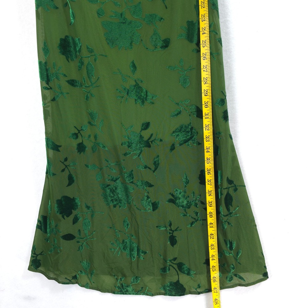 Floral Green Velvet Burnout Midi Strap Dress Women XL Whimsigoth Fairycore - Picture 5 of 12
